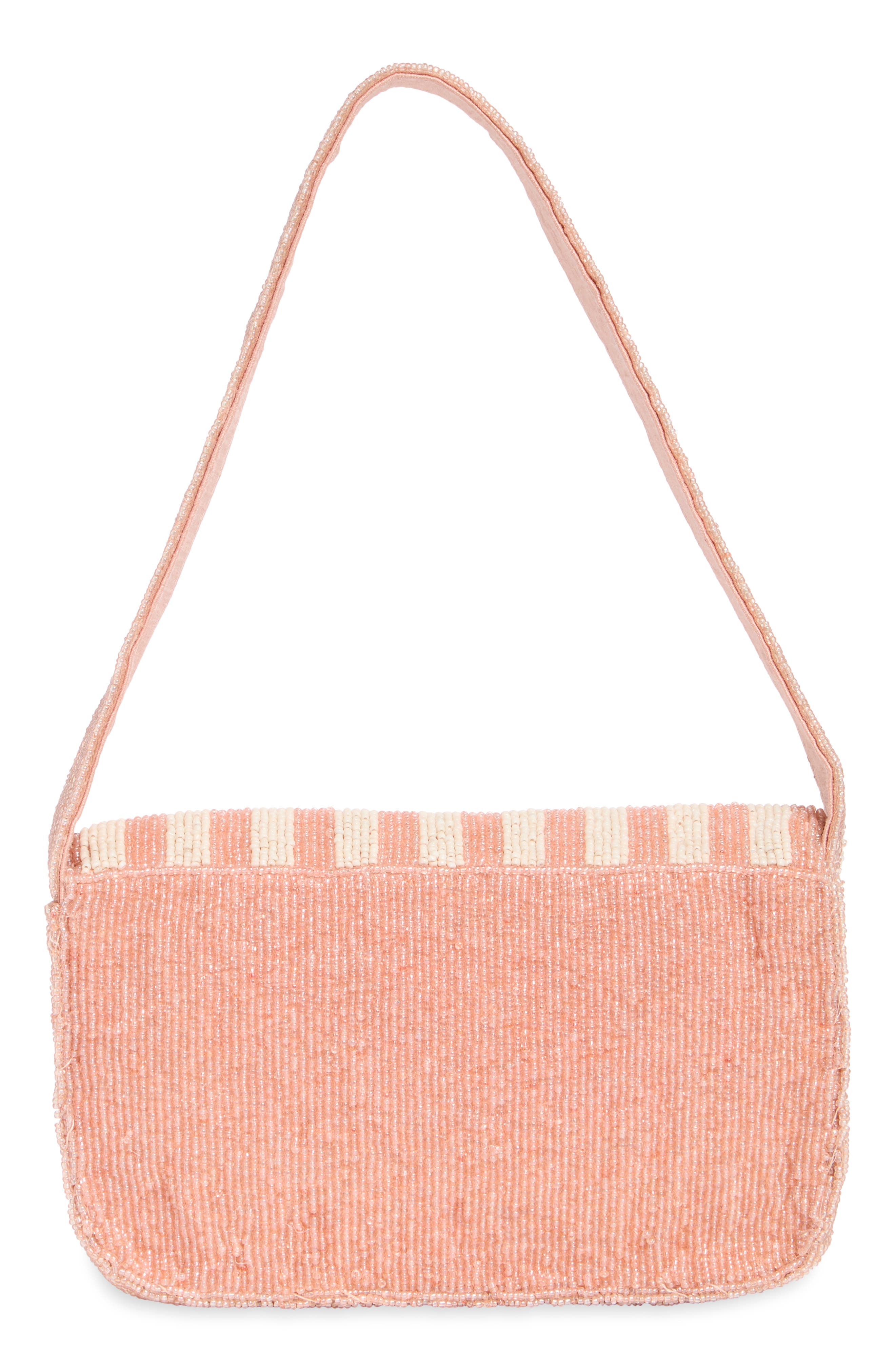 Stripe Peaches Beaded Shoulder Bag, Alternate, color, PEACH MULTI