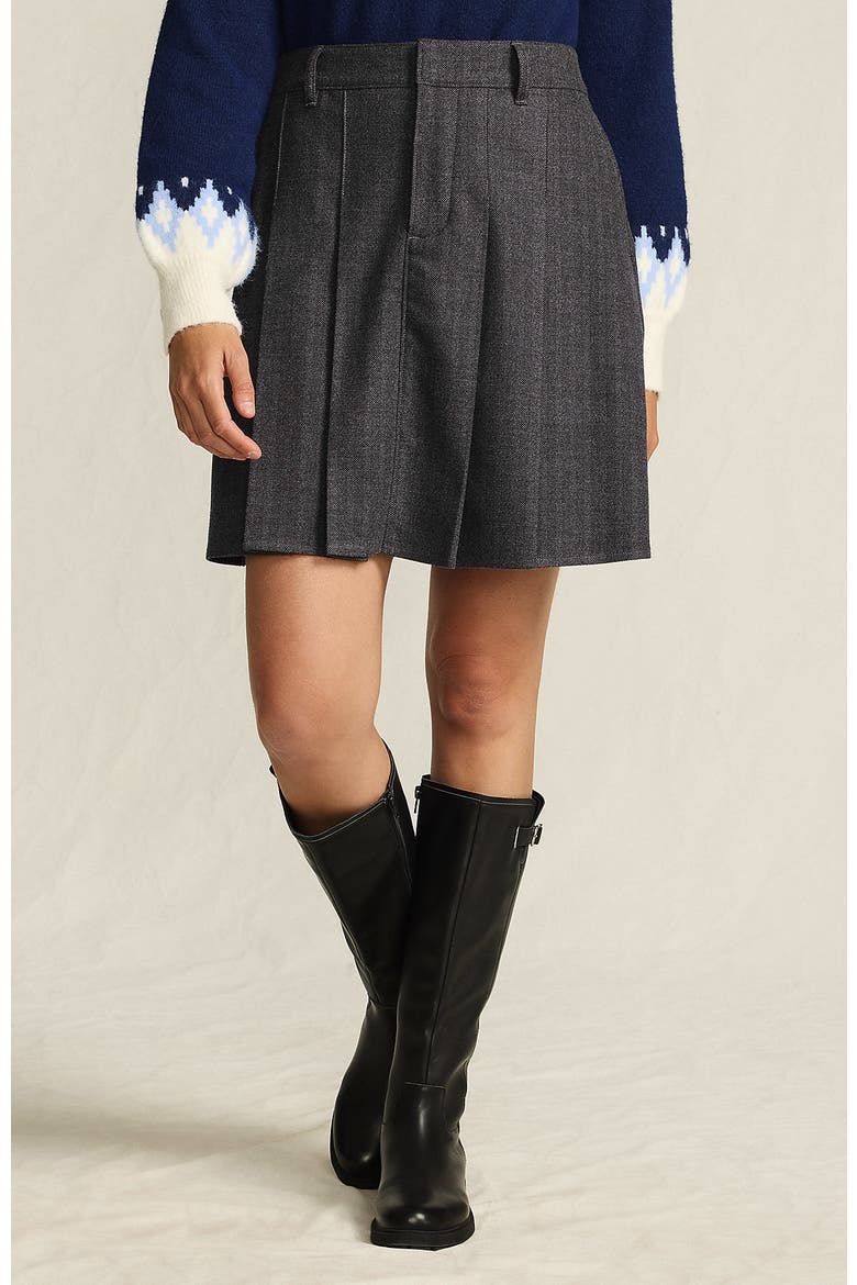 Plus Size Brushed Flannel Pleated Mini Skirt, Main, color, Dark Gray Herringbone