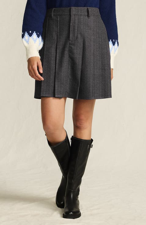 Plus Size Brushed Flannel Pleated Mini Skirt