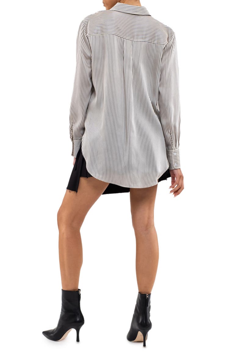 Satin Stripe Button-Up Shirt, Alternate, color, IVORY
