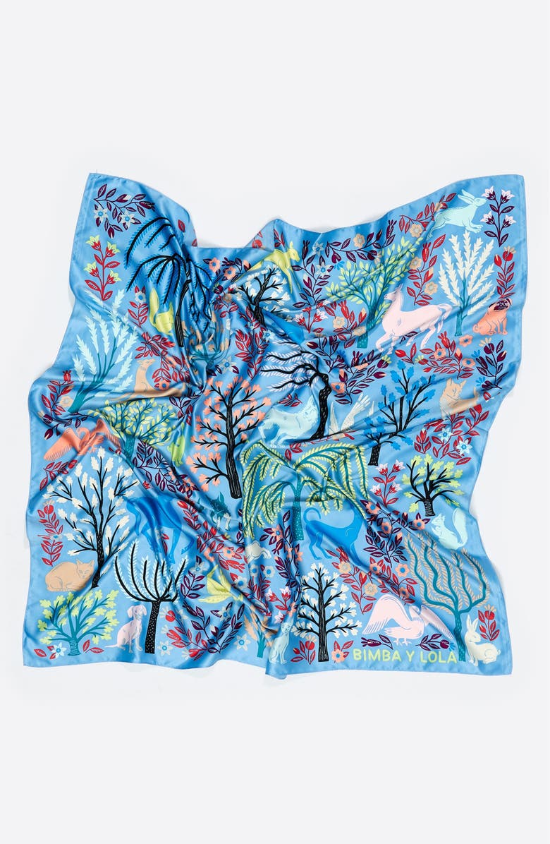 Bimba y Lola Animals Vegetation Scarf, Alternate, color, Blue