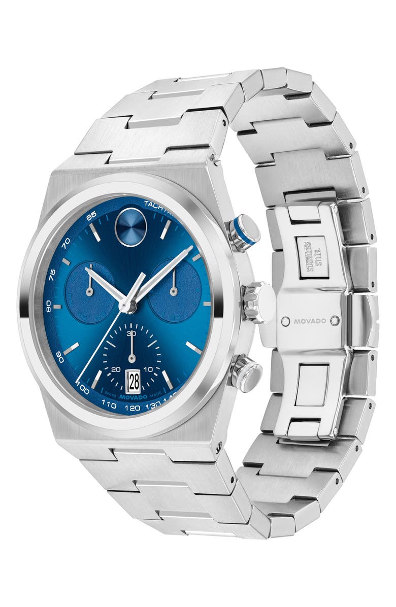 Movado Bold Quest Bracelet Chronograph Watch, 42mm, Alternate, color, Blue