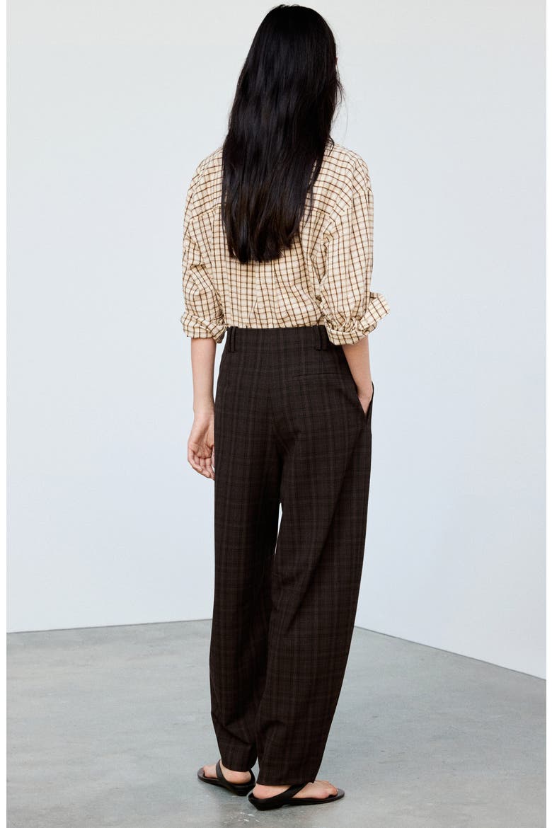 Plaid High Waist Balloon Pants, Alternate, color, BROWN