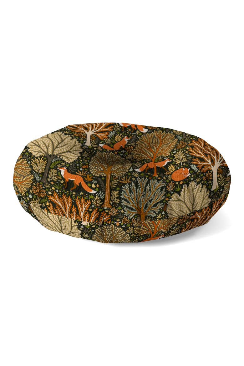 Countryside Woodland Fox Floor Pillow, Main, color, GREEN