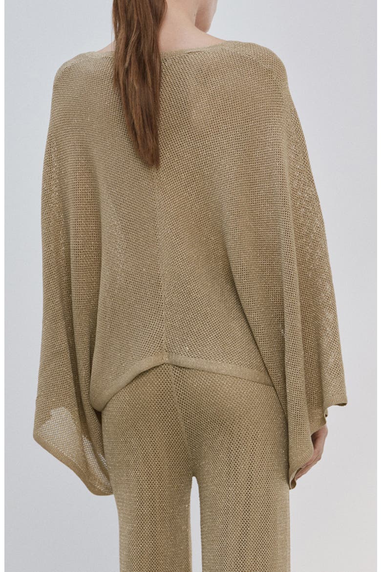 Metallic V-Neck Long Sleeve Knit Top, Alternate, color, GOLD