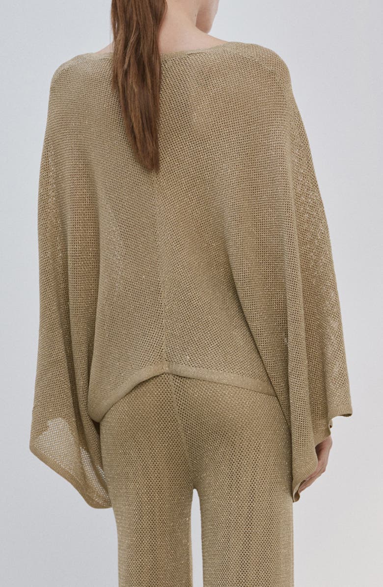 MANGO Metallic V-Neck Long Sleeve Knit Top, Alternate, color, 