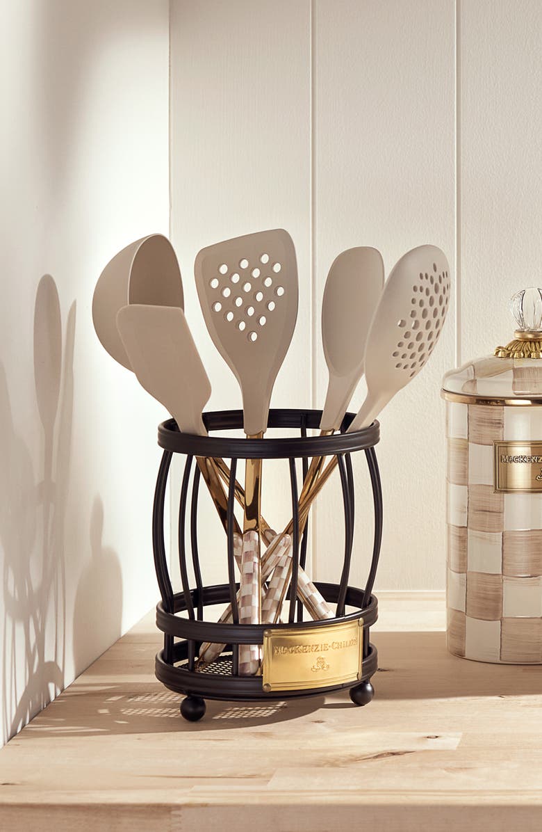 MACKENZIE CHILDS Mocha Check Utensil Caddy Set, Alternate, color, Mocha