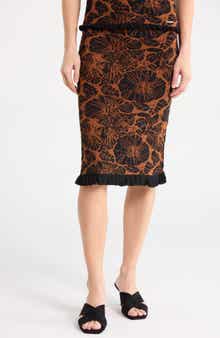 Floral Jacquard Midi Sweater Skirt