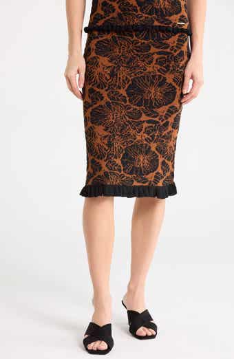 Floral Jacquard Midi Sweater Skirt