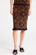 ELIE ELIE TAHARI Floral Jacquard Midi Sweater Skirt