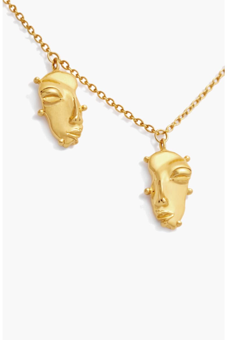 Visage Mini Charm Necklace in Gold, Alternate, color, Gold