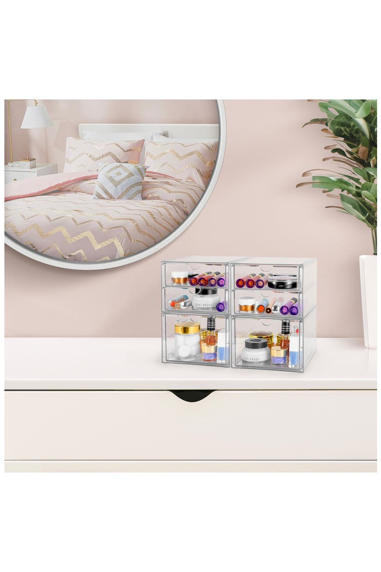 Set of 2 Cosmetics Makeup & Jewelry Storage Case Display, Alternate, color, CLEAR