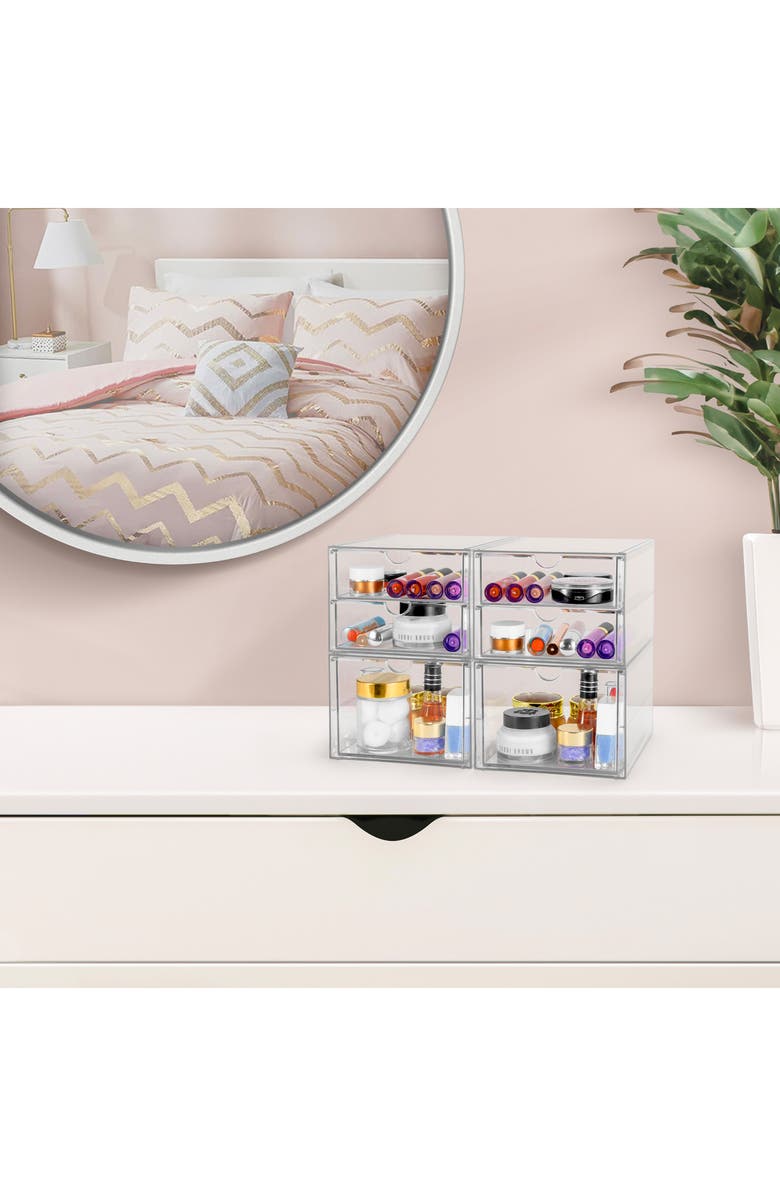 SORBUS Set of 2 Cosmetics Makeup & Jewelry Storage Case Display, Alternate, color, Clear