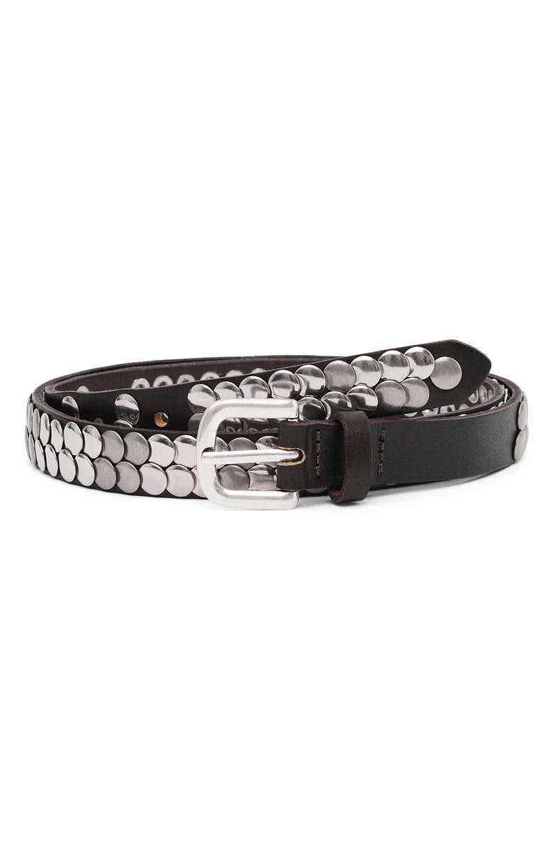MANGO Stud Leather Belt, Main, color,