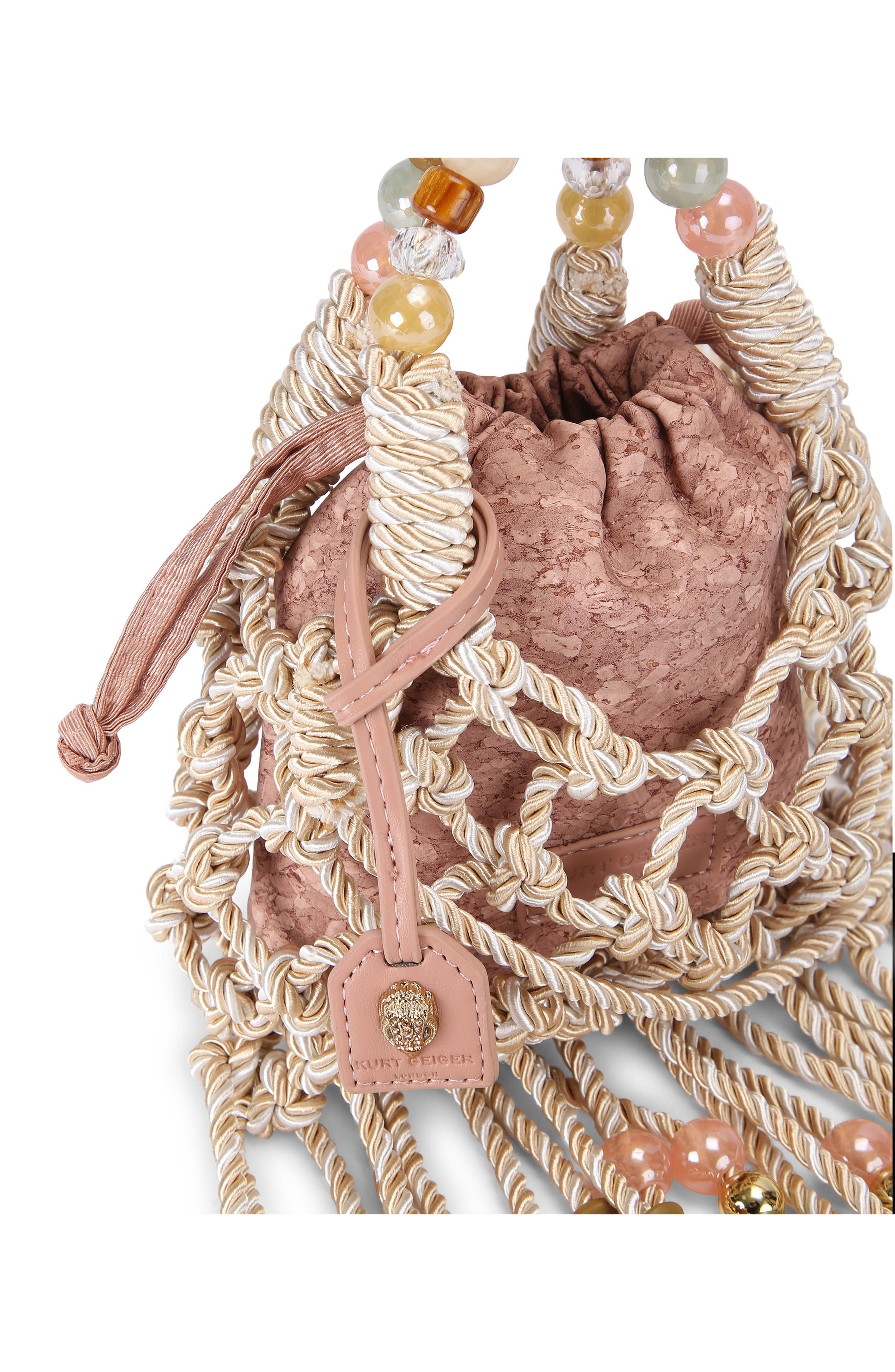 Kurt Geiger London Mini Macramé Rope Top Handle Bag, Alternate, color, Cream Comb