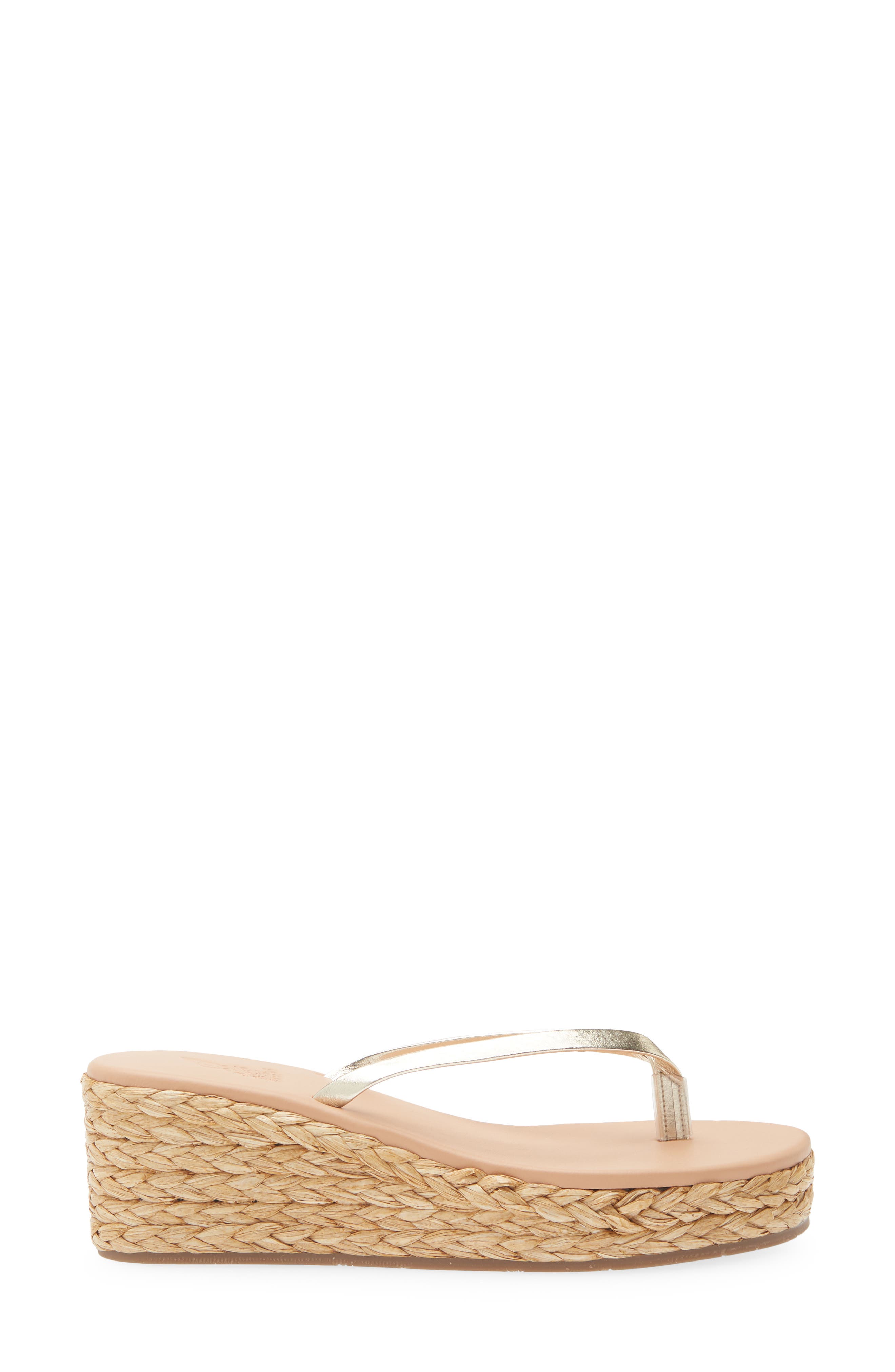 Saionara Wedge Thong Sandal, Alternate, color, PLATINUM/ NATURAL