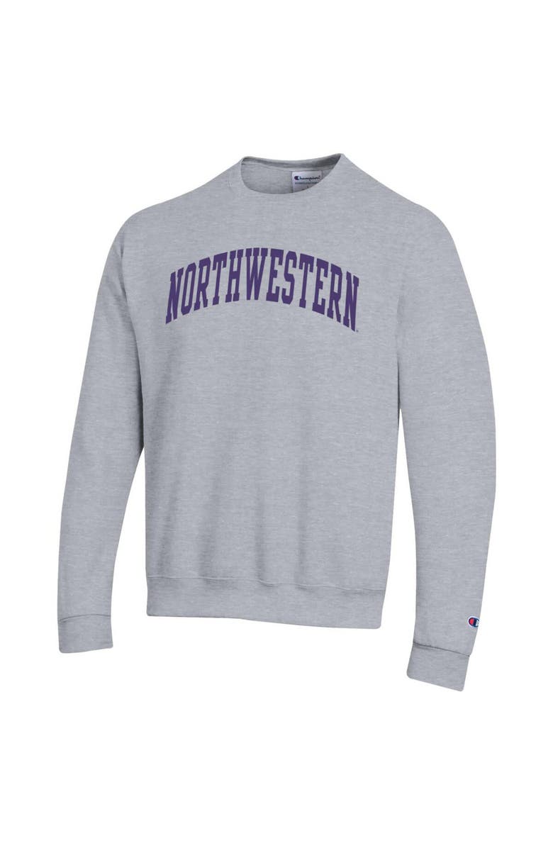Champion Men's Champion Heather Gray Northwestern Wildcats Basic Arch Fleece Pullover Sweatshirt, Alternate, color, Heather Gray