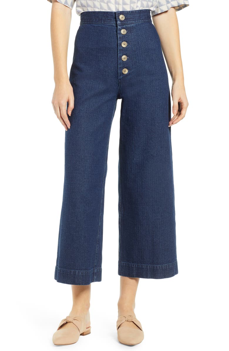THE ODELLS Sailor High Waist Crop Wide Leg Jeans, Main, color,