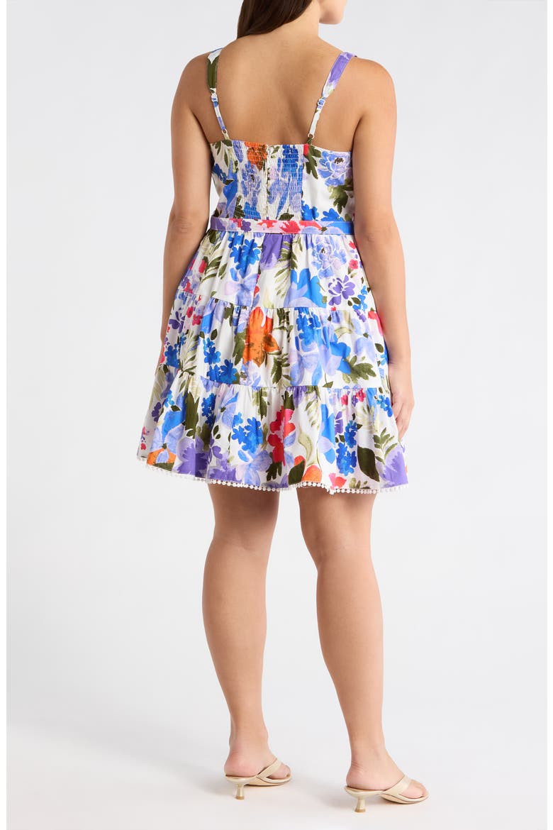 Amania Floral Nayra Tiered Poplin Minidress, Alternate, color, BLUE-PURPLE