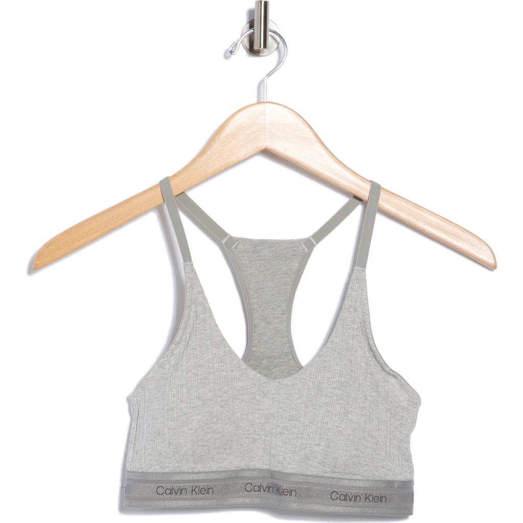 Calvin Klein Refined Rib Lightly Lined Bralette In Gray