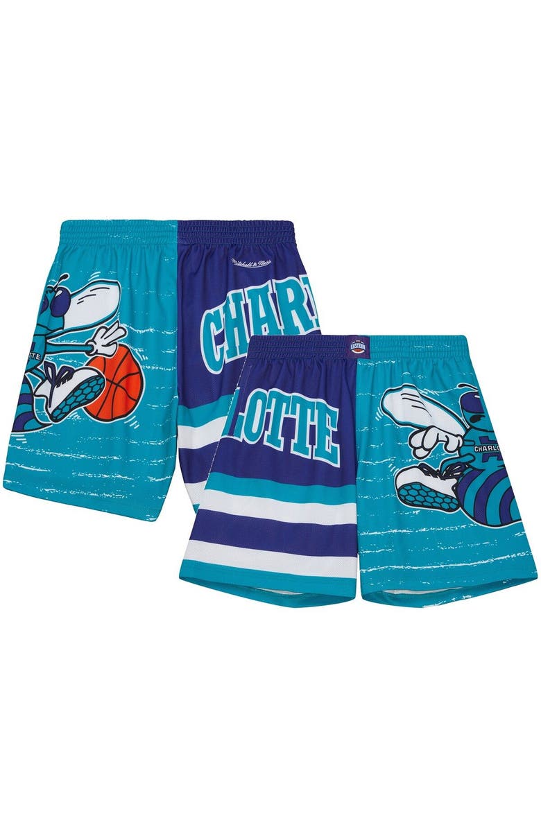 Mitchell & Ness Men's Mitchell & Ness Teal/Purple Charlotte Hornets Jumbotron 3.0 Shorts, Main, color, 