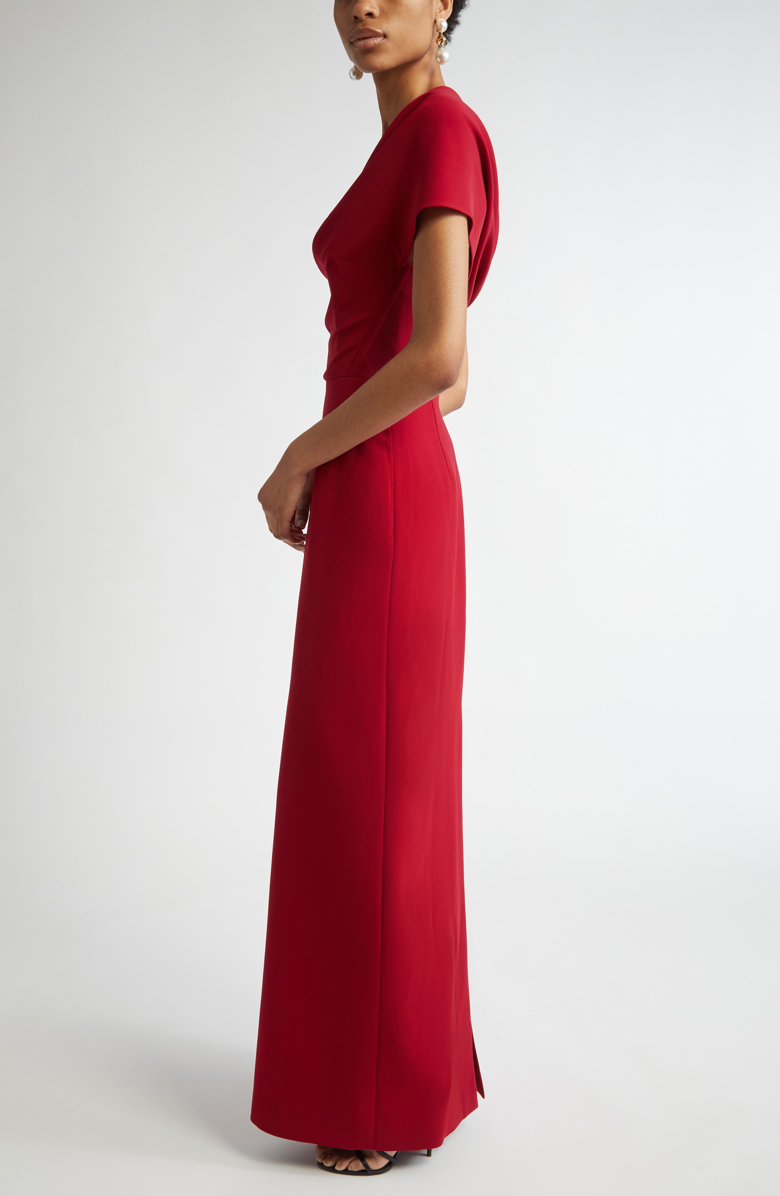 Curve Off The Shoulder Crepe Gown