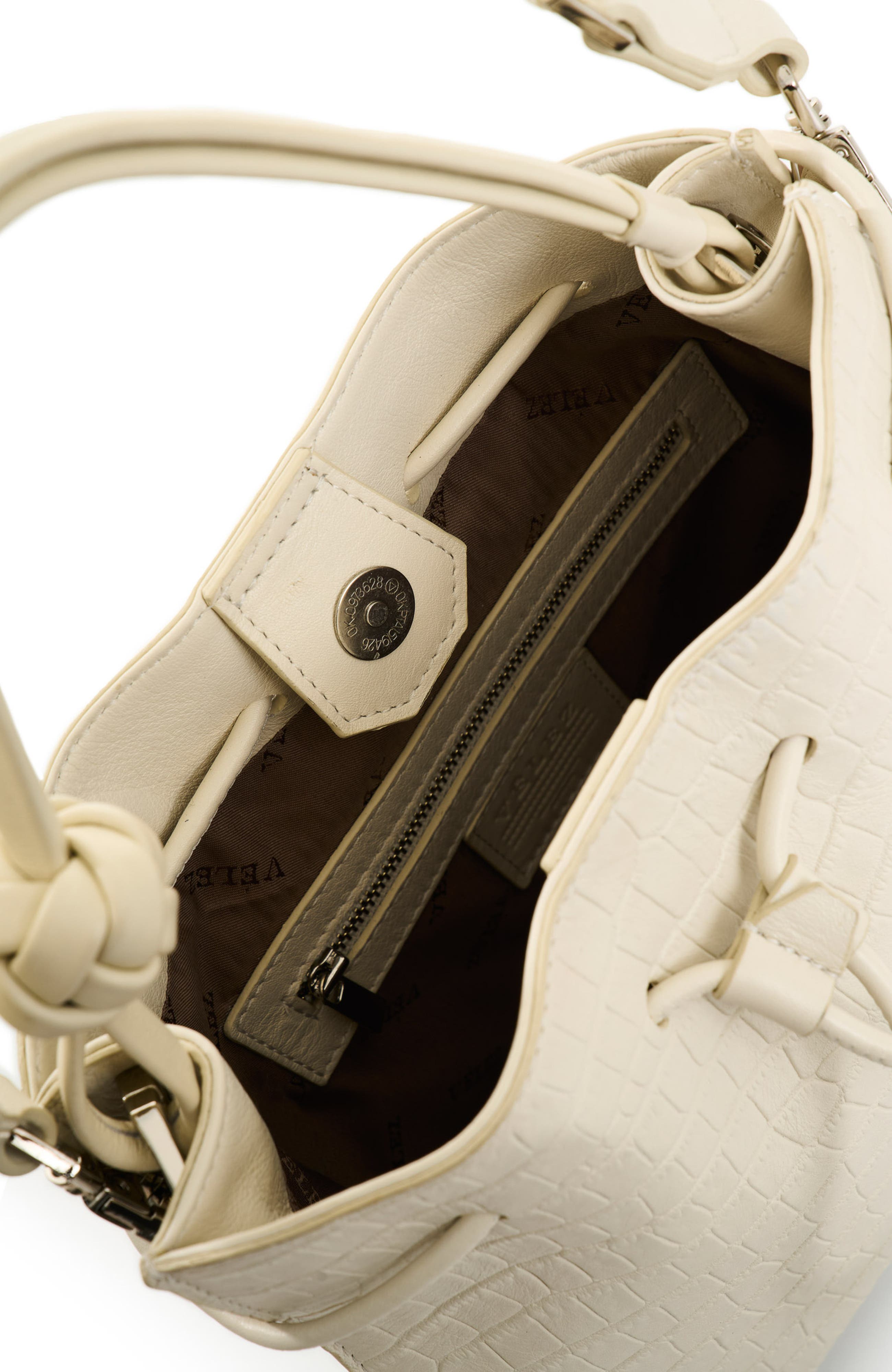 Aromia Embossed Leather Bowling Bag, Alternate, color, White