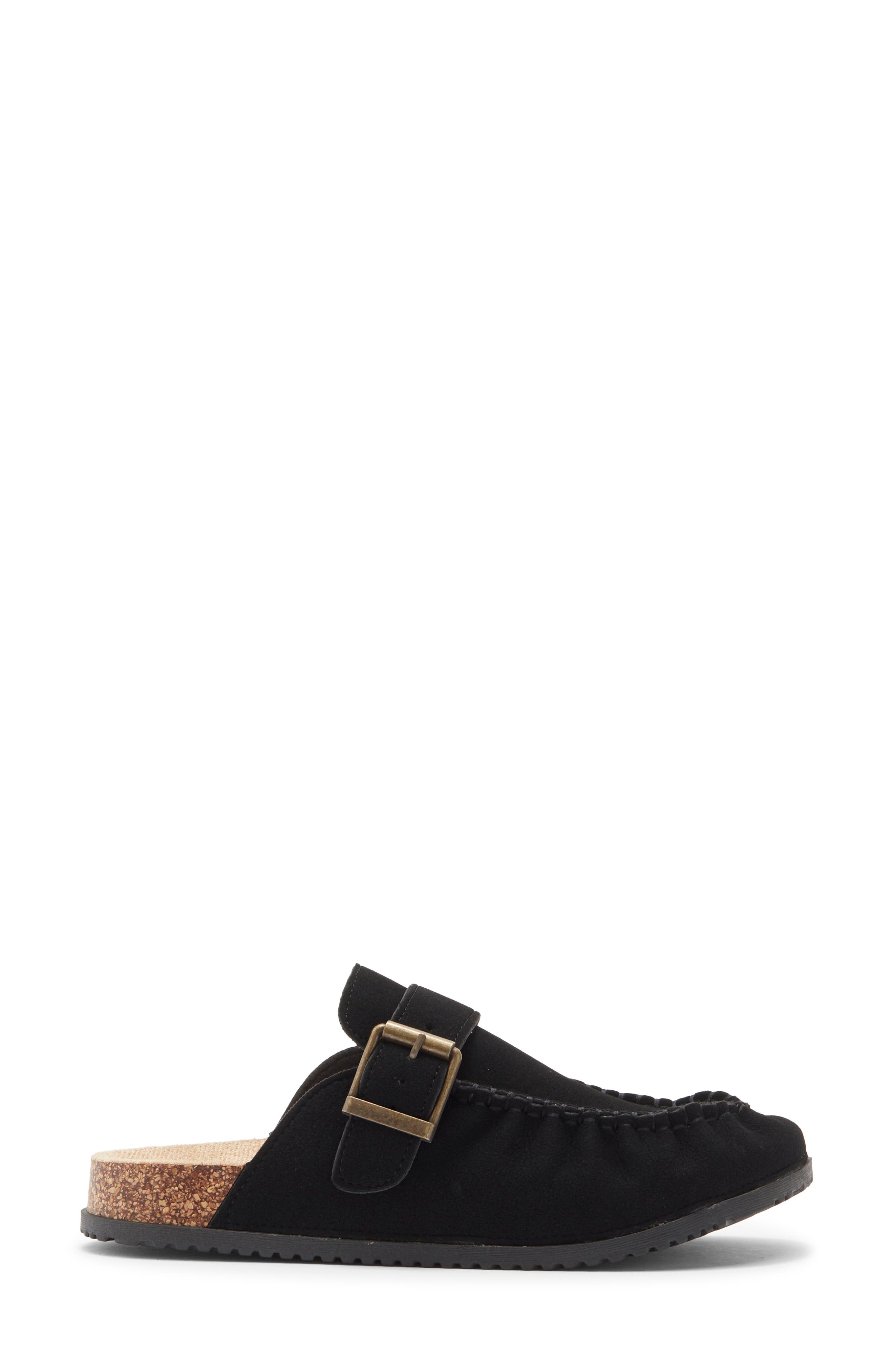 Matcha Faux Leather Flat Mule, Alternate, color, BLACK