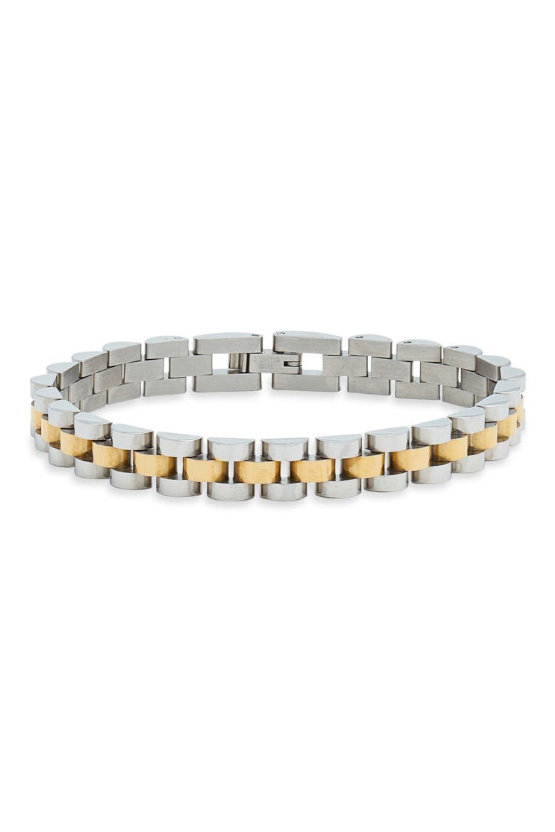 Watch Strap Link Bracelet, Stainless Steel, Main, color, SILVER- GOLD