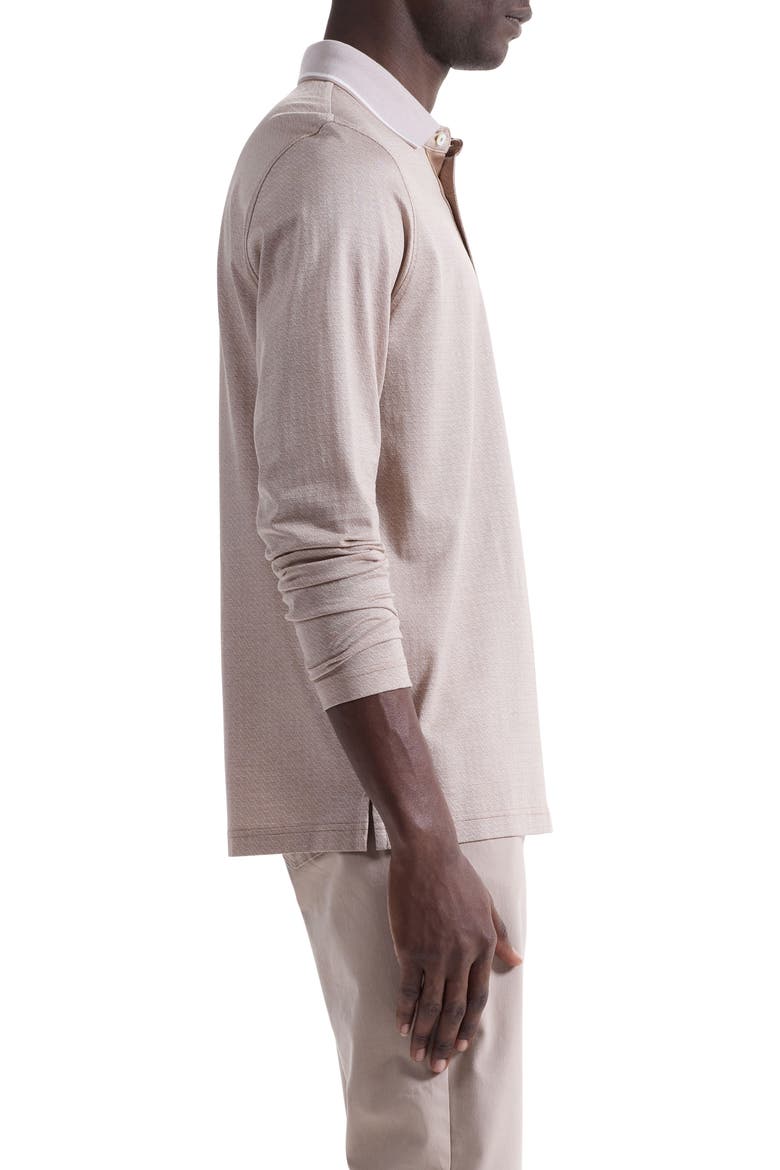 Mercerized Cotton Long Sleeve Polo, Alternate, color, COBBLESTONE