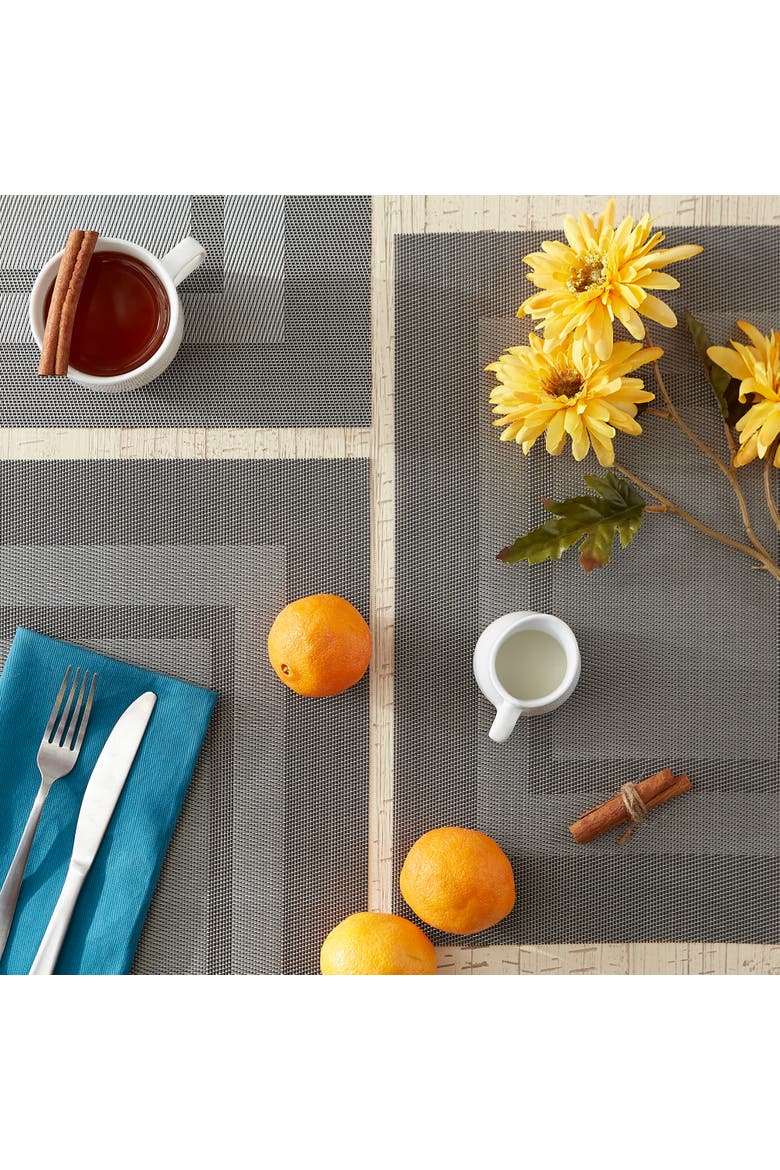 PVC Double frame Placemat Set/6, Alternate, color, Gray