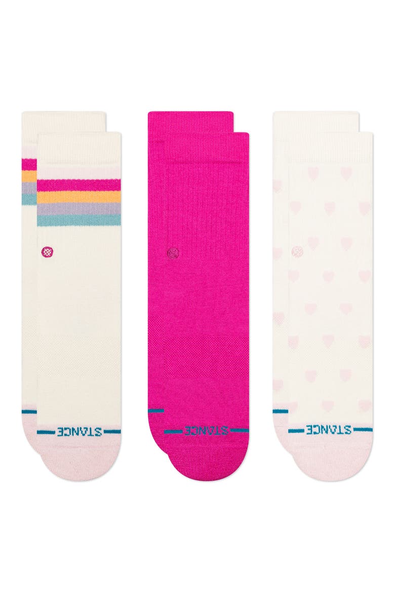 Kids' Hearts Assorted 3-Pack Crew Socks, Main, color, IVORY