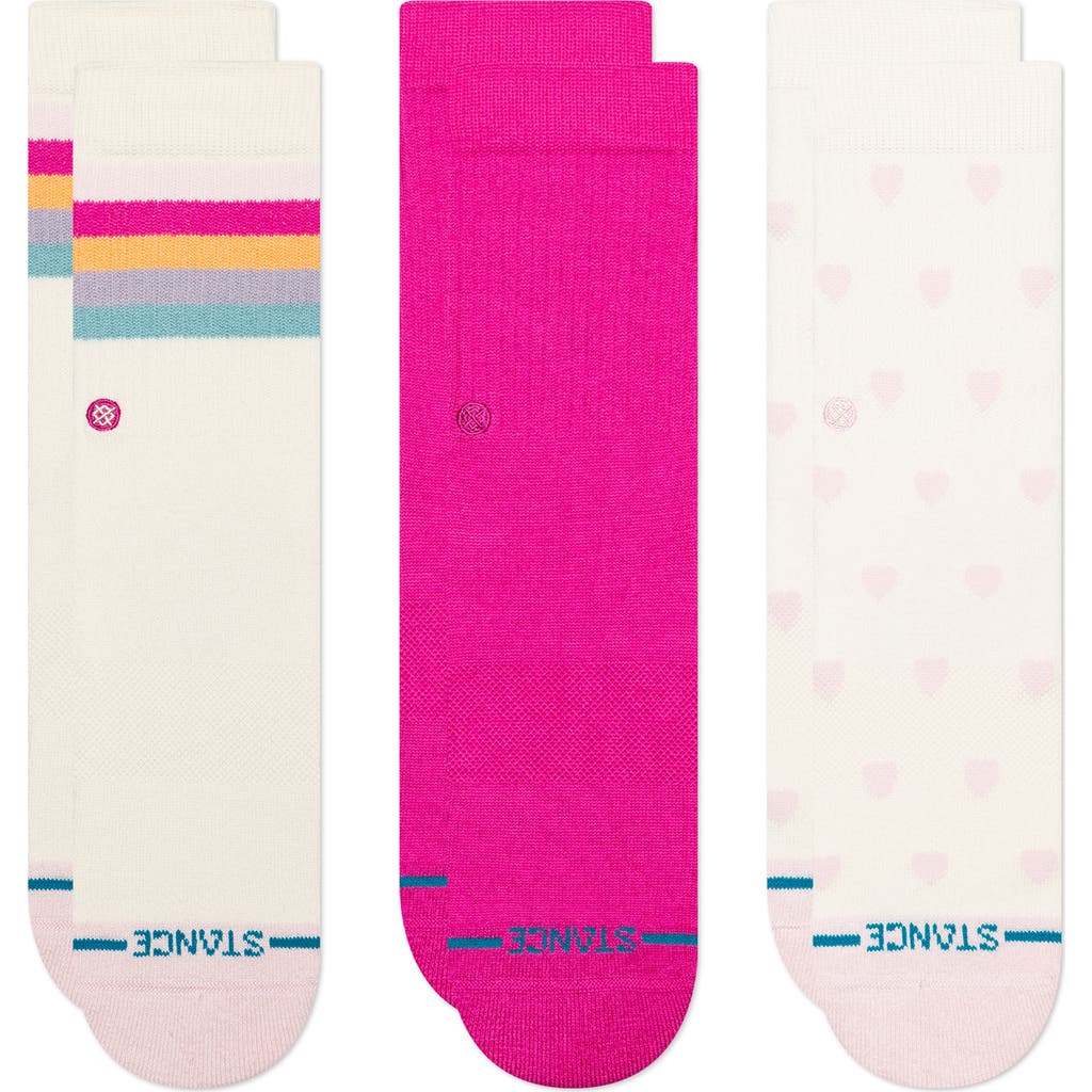 Stance Kids' Hearts Assorted 3-pack Crew Socks In White