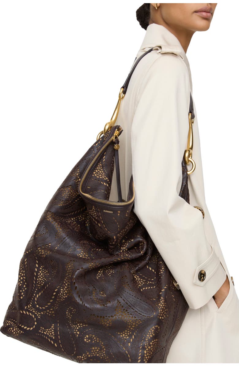 Burberry Large Bridle Tote, Alternate, color, Peat Brown