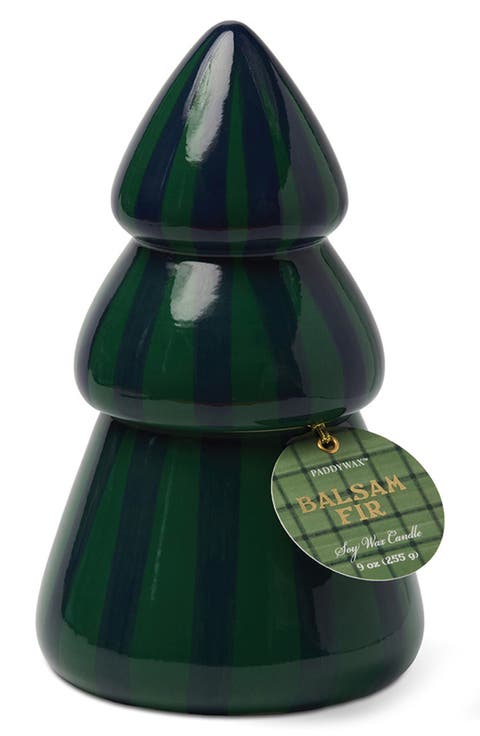 Christmas Cabana Balsam Fir Striped Tree Candle