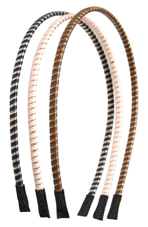 Assorted 3-Pack Assorted Skinny Faux Leather Headbands