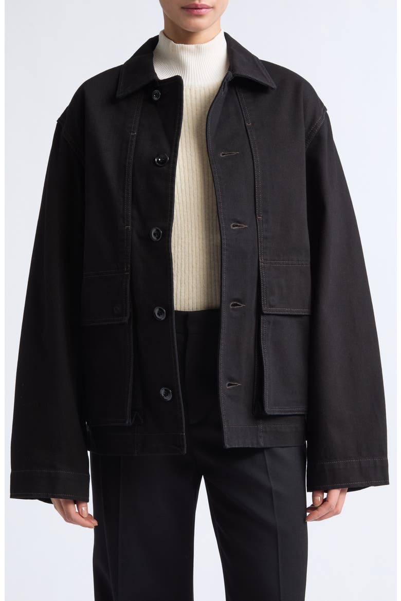 Boxy Denim Jacket, Main, color, BLACK