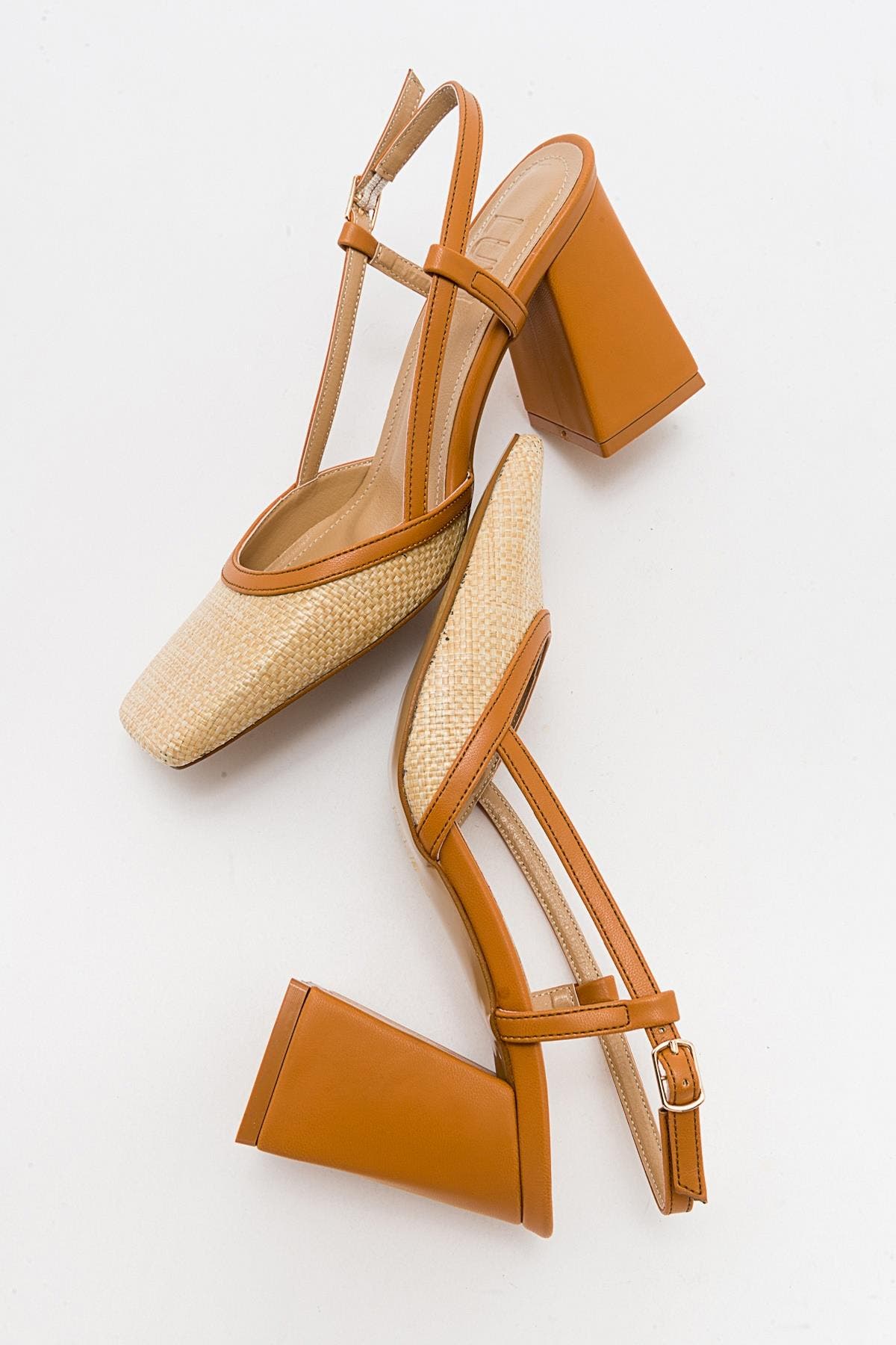 Rivie Raffia Square Toe Block Heel Pump, Alternate, color, Cognac