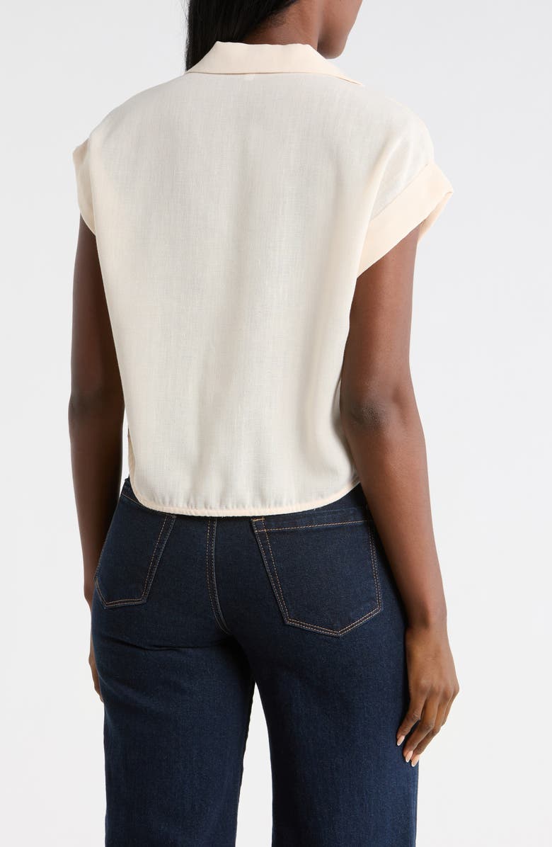 DR2 by Daniel Rainn Johnny Collar Short Sleeve Crop Top, Alternate, color, Natural