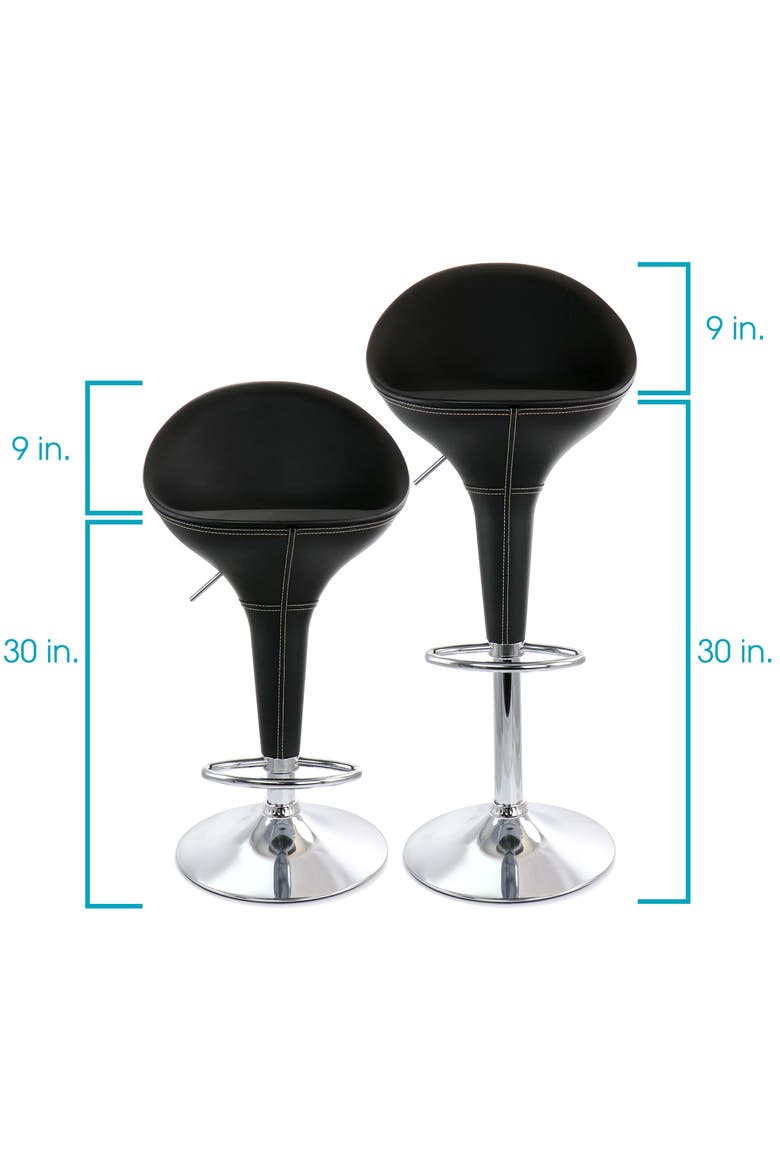 2 Piece Adjustable Plastic Bar Stool, Alternate, color, Black