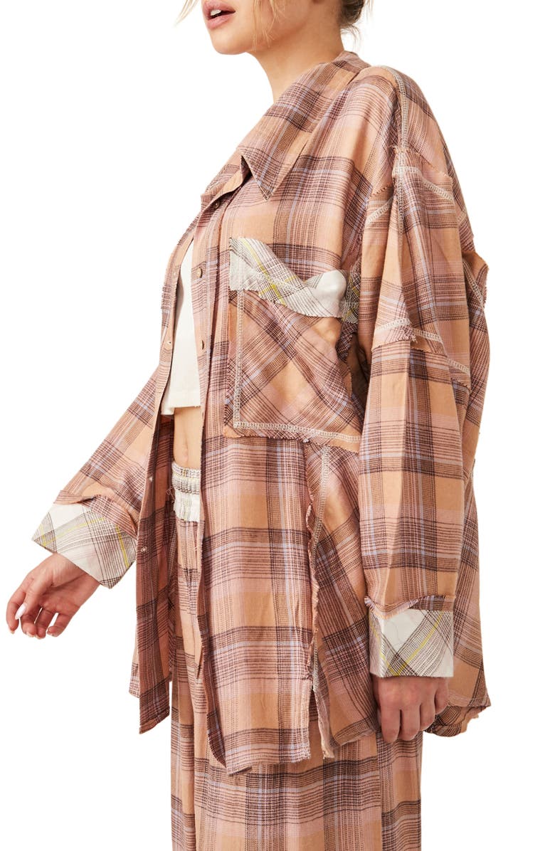Free People Fallin' for Flannel Oversize Pajama Shirt, Alternate, color, 