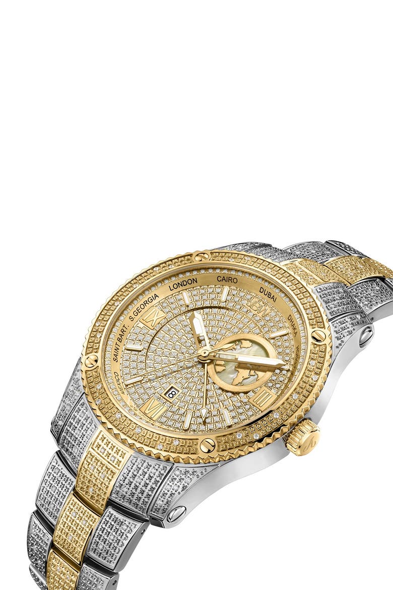 Jet Setter GMT Diamond Bracelet Watch, 46mm, Alternate, color, TWO-TONE