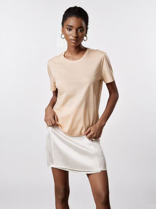 Silksilky Silk Knitted Round Neck T-shirt In Sand