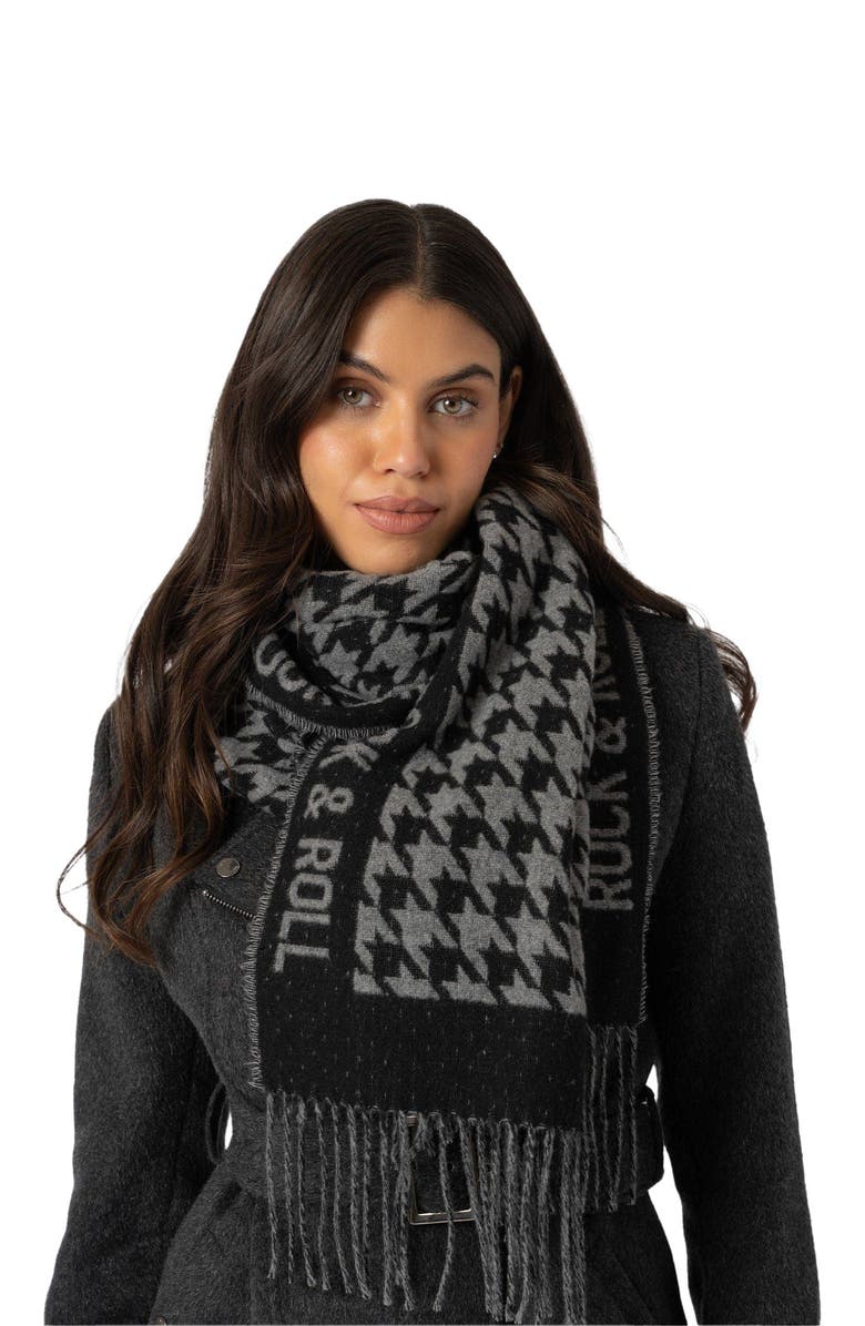 Saint + Sofia Rock Houndstooth Scarf, Alternate, color, Black/Grey