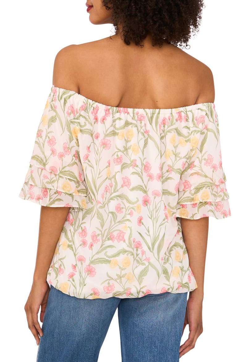 Off the Shoulder Flutter Sleeve Shirt, Alternate, color, NEW IVORY