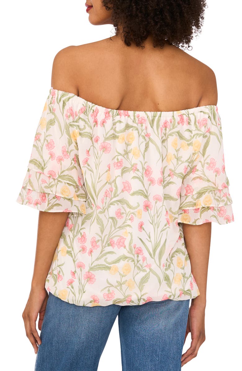 Vince Camuto Off the Shoulder Flutter Sleeve Shirt, Alternate, color, New Ivory