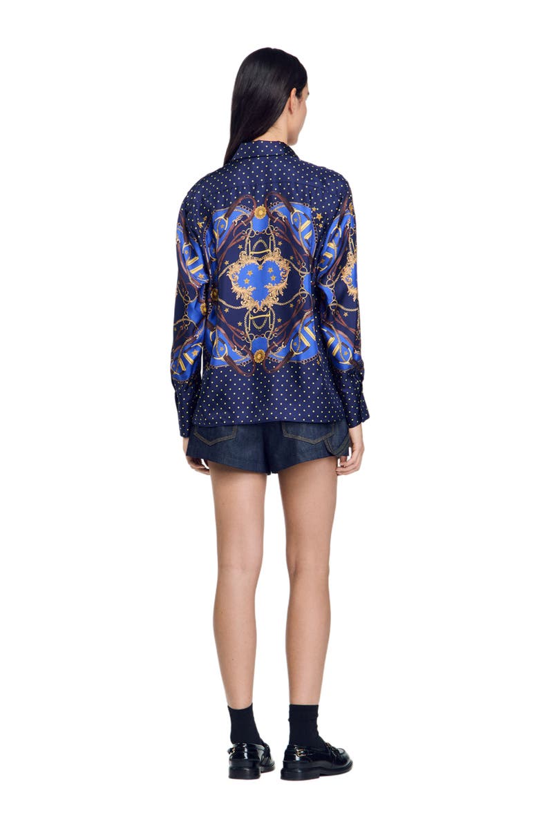 SANDRO Patterned silk shirt, Alternate, color, 