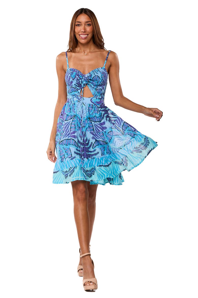 Cutout Fit & Flare Dress, Alternate, color, BLUE