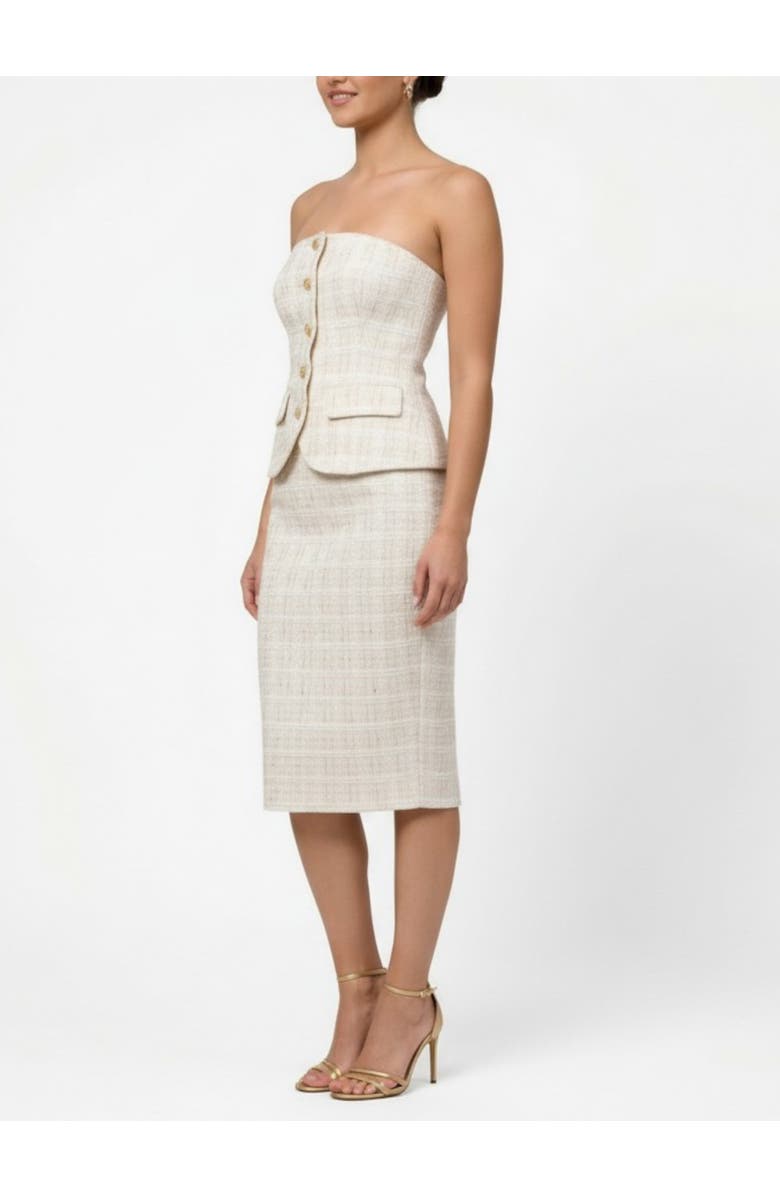 RACHEL Rachel Roy Ellison Tweed Peplum Midi Dress, Alternate, color, White