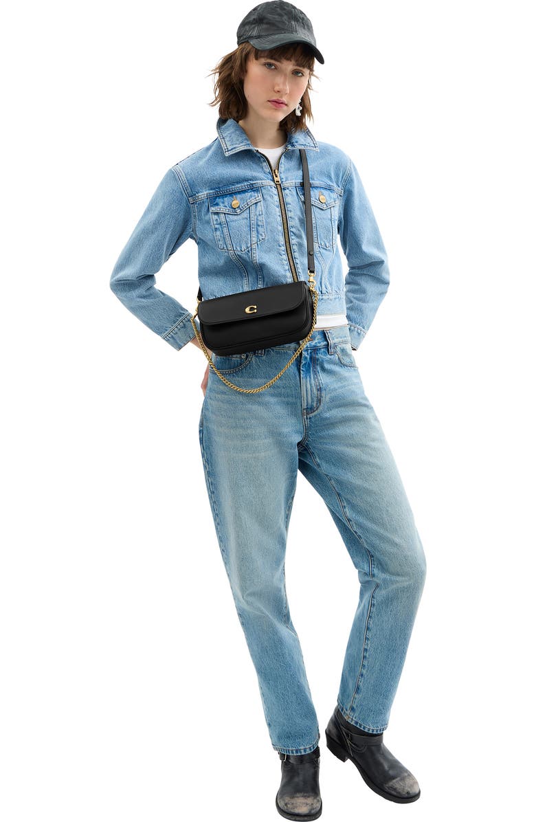 COACH Brook Refined Calf Leather Flap Chain Bag, Alternate, color, B4/ Black